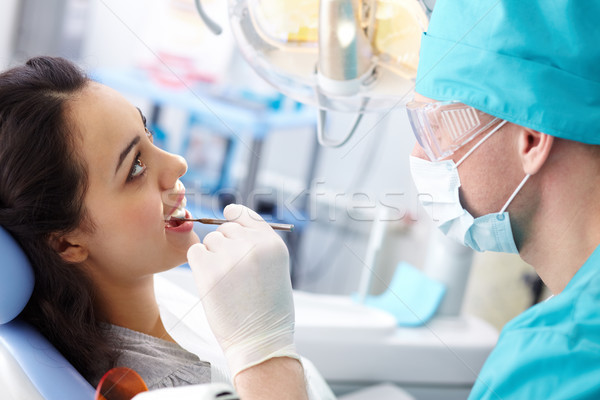Orvosi eljárás csinos lány száj nő orvos Stock fotó © pressmaster
