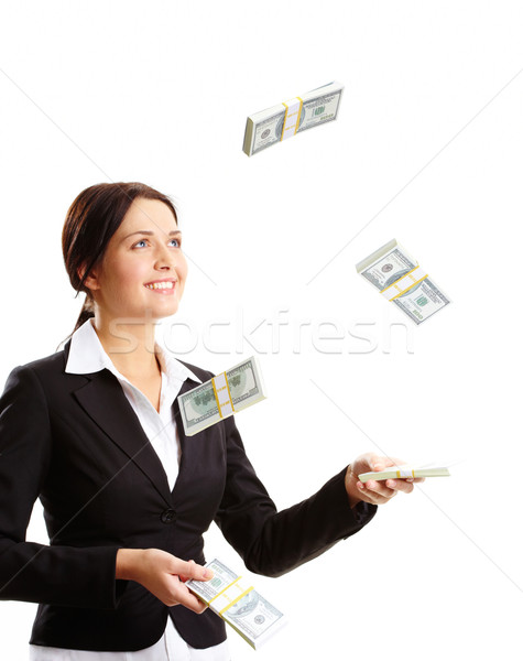 Dob felfelé dollár bankjegyek közelkép női kéz Stock fotó © pressmaster