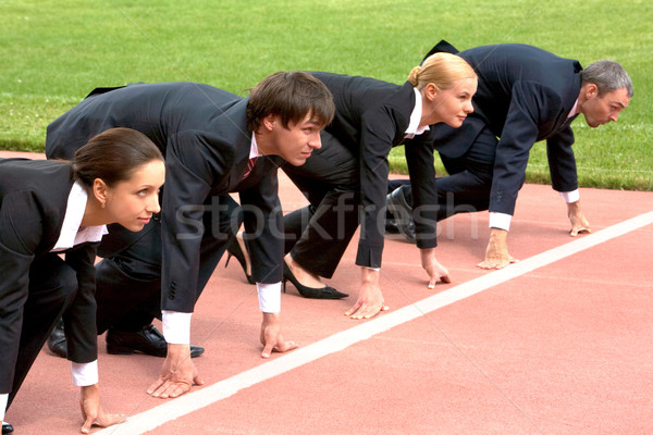 üzlet kezdet üzletemberek felfelé kész verseny Stock fotó © pressmaster