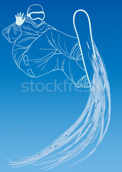 Adam snowboard mavi gökyüzü spor sanat Stok fotoğraf © pressmaster