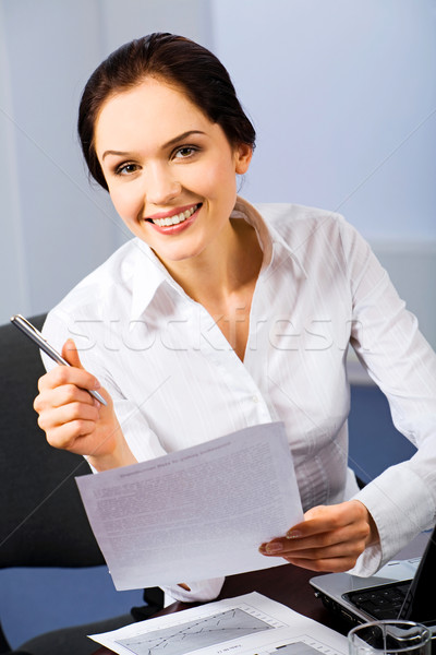 Receptionist ritratto bella carta pen Foto d'archivio © pressmaster