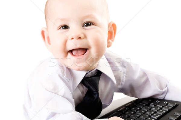Podniecenie portret baby chłopca shirt Zdjęcia stock © pressmaster