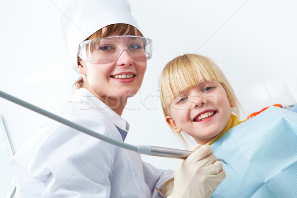 Сток-фото: стоматолога · девушки · портрет · женщины · девочку · глядя
