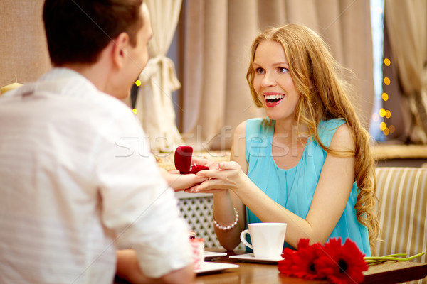 Nice женщину глядя дружок подарок Сток-фото © pressmaster