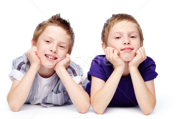 Hiçbir şey portre sevimli ikizler mutlu Stok fotoğraf © pressmaster