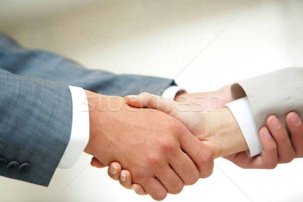 Pomocna dłoń Fotografia handshake negocjacje działalności Zdjęcia stock © pressmaster