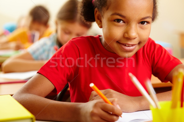 Schoolchild at drawing lesson Stock photo © pressmaster