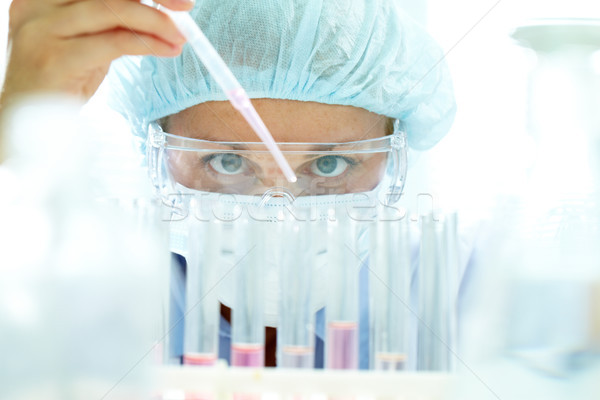 Curioso científico químico pruebas muestra líquido Foto stock © pressmaster