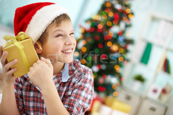 Kíváncsiság portré mosolyog fiú tart mi Stock fotó © pressmaster