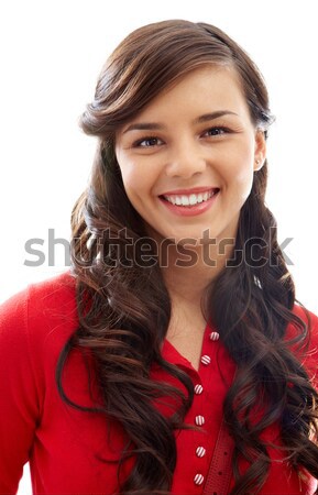 かなり 少女 肖像 幸せな女の子 赤 プルオーバー ストックフォト © pressmaster