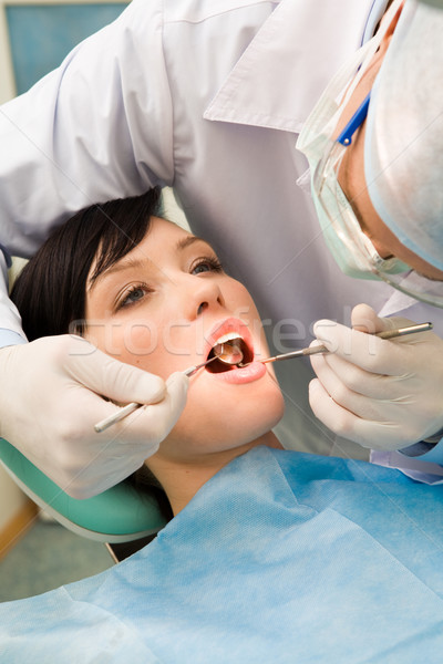 牙齒 治愈 圖像 年輕 女士 牙科醫生 商業照片 © pressmaster