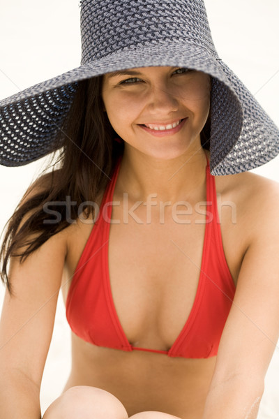 Placer retrato bastante nina sombrero mirando Foto stock © pressmaster