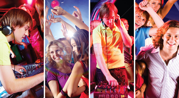 Disco collage aantrekkelijk jongeren dansen deejay Stockfoto © pressmaster
