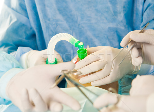 Operáció közelkép kéz oxigénmaszk orvosi hangszer Stock fotó © pressmaster
