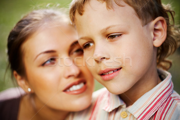 Foto d'archivio: Madre · figlio · primo · piano · ragazzo · ragazza · faccia