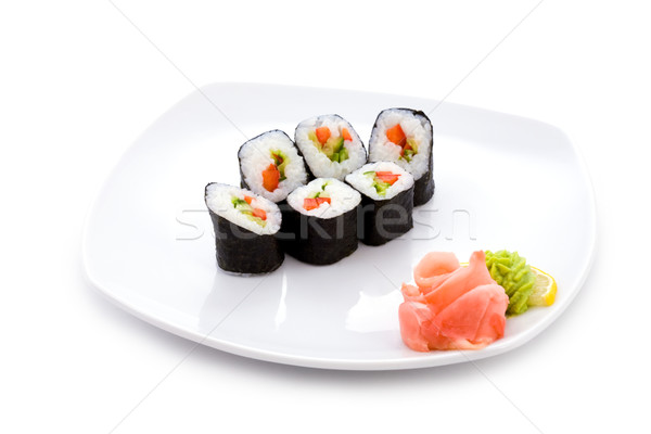 Afbeelding sushi geserveerd gember wasabi plaat Stockfoto © pressmaster