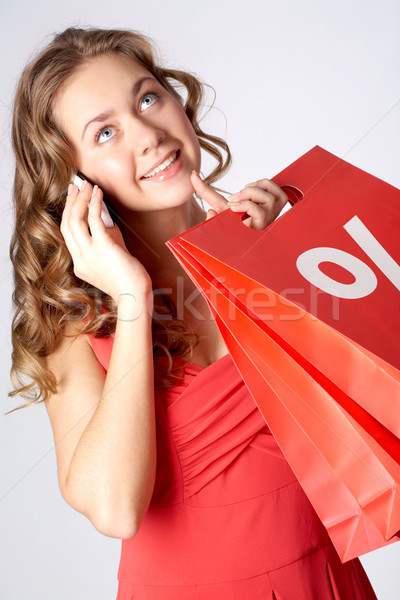 Idő vásár portré lány tart papírzacskók Stock fotó © pressmaster