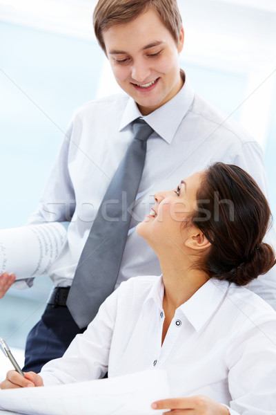 Foto stock: Parceria · retrato · dois · falante · reunião