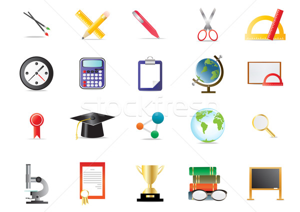 Academia educativo iconos libro reloj Foto stock © pressmaster