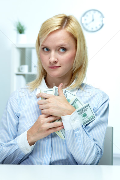 貪婪 女實業家 肖像 年輕女子 美元 女子 商業照片 © pressmaster