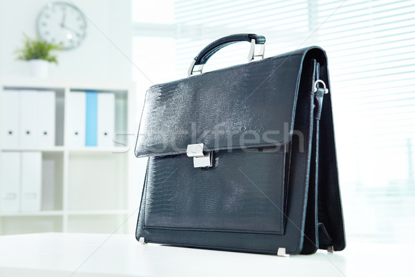 Stok fotoğraf: Evrak · çantası · görüntü · siyah · deri · büro · ofis