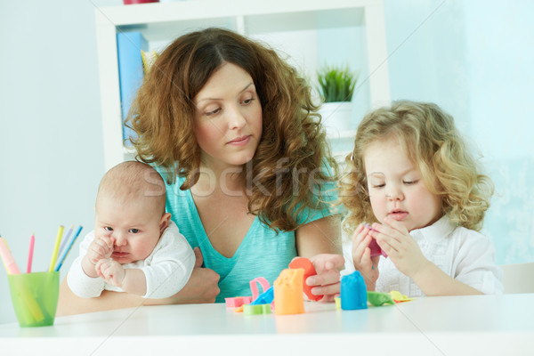 Csinos nő idő gyerekek otthon család lány Stock fotó © pressmaster