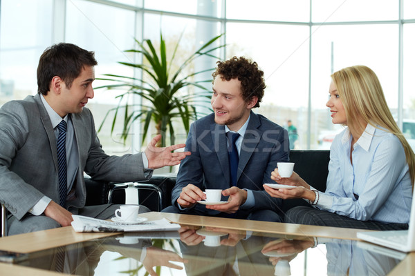 Foto stock: Ideas · equipo · de · negocios · mujer · hombre · café