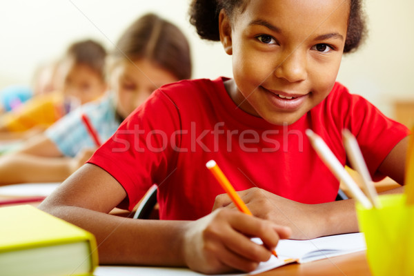 Stock photo: Drawing schoolgirl