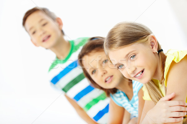 Attentif écolière portrait fille écouter enseignants [[stock_photo]] © pressmaster