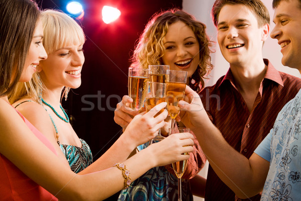 Szczęśliwych ludzi portret pięć okulary szampana Zdjęcia stock © pressmaster