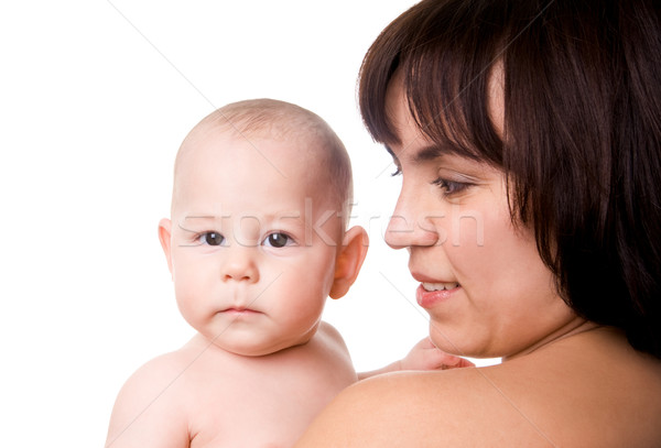 Stock foto: Mutter · Baby · Bild · hübsche · Frau · wenig · schauen