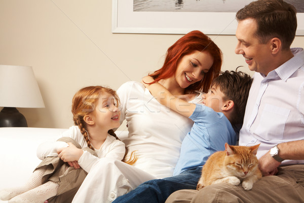 Foto stock: Afetuoso · família · foto · bonitinho · menino
