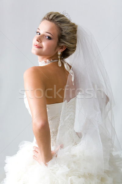Portrait isolé gris femme mariée Photo stock © pressmaster
