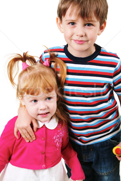 Bruder Schwester Porträt lächelnd Junge schauen Stock foto © pressmaster