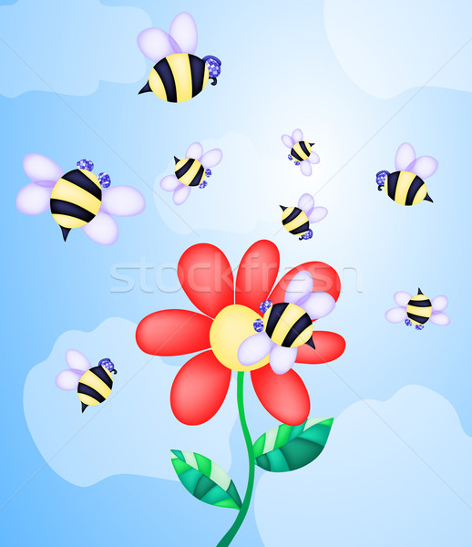 flower-and-bee-skyline Stock photo © pressmaster