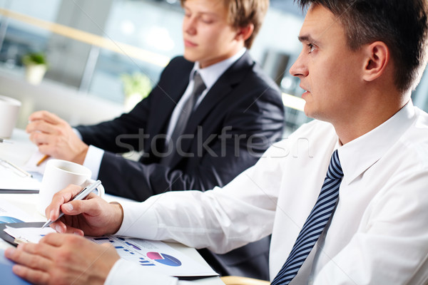 Foto stock: Patrão · reunião · negócio · líder · discurso