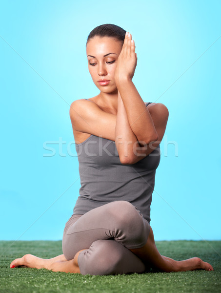 Foto stock: Serenidad · retrato · yoga · aislamiento · mujer