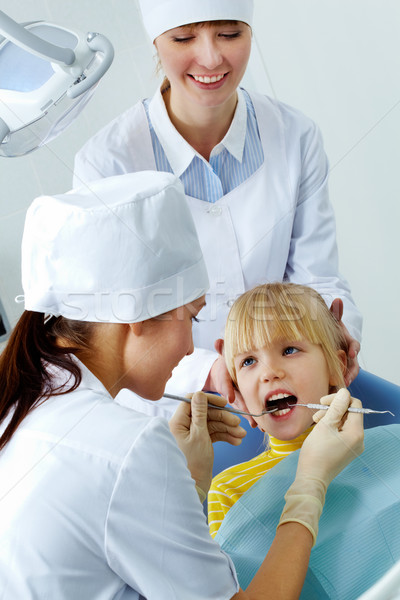 Foto d'archivio: Dental · immagine · bambina · denti · medico