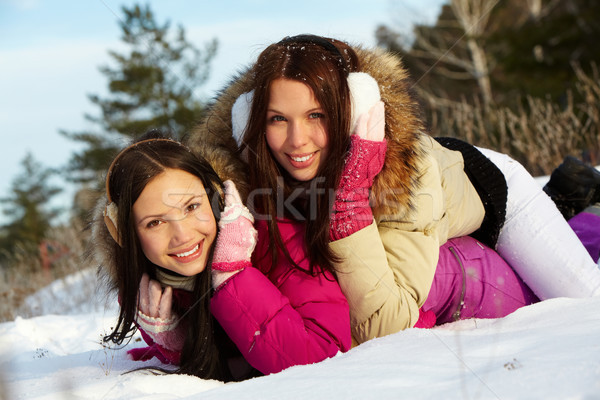 Girls in snowdrift Stock photo © pressmaster