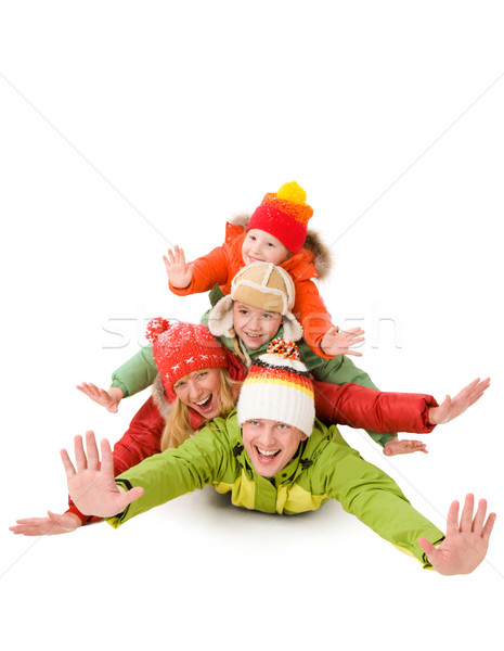Aufregung glückliche Familie lachen Arme gestreckt Familie Stock foto © pressmaster