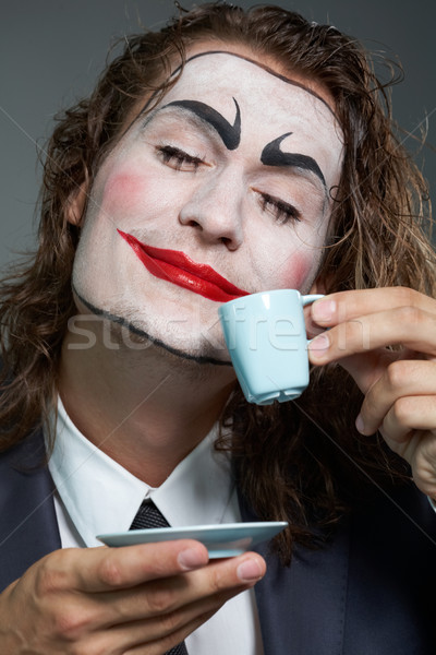 Kahve molası portre işadamı boyalı yüz içme Stok fotoğraf © pressmaster