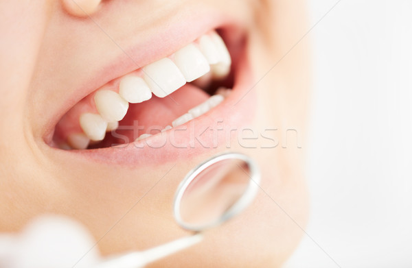 Saludable sonrisa primer plano abierto boca oral Foto stock © pressmaster