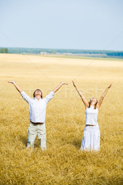 Godimento view persone felici mani piedi campo Foto d'archivio © pressmaster