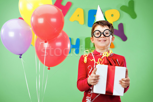 Foto stock: Feliz · chico · retrato · funny · fiesta · de · cumpleaños