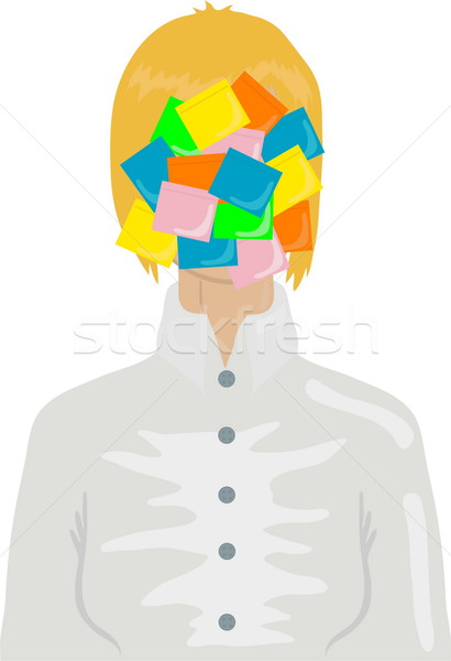 Stockfoto: Zakenvrouw · kleur · stickers · meisje · werk · notebook