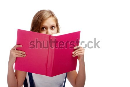 Lettore cute ragazza fuori libro aperto Foto d'archivio © pressmaster