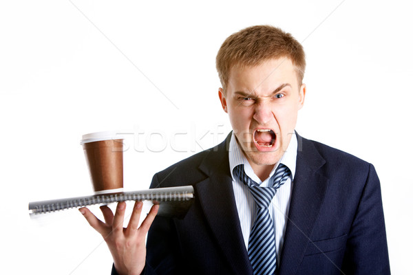 Aggression Porträt jungen Geschäftsmann schreien Isolierung Stock foto © pressmaster