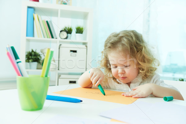 [[stock_photo]]: Diligent · maternelle · enfant · dessin · maison