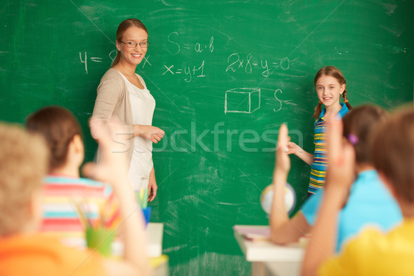 ストックフォト: 学習 · 数学 · 肖像 · スマート · 教師 · 女学生