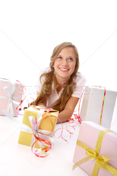 Fille joli adolescent boîte cadeau adolescents [[stock_photo]] © pressmaster